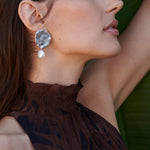 Addo Elephant Disc Pearl Drop Earrings (A2596)